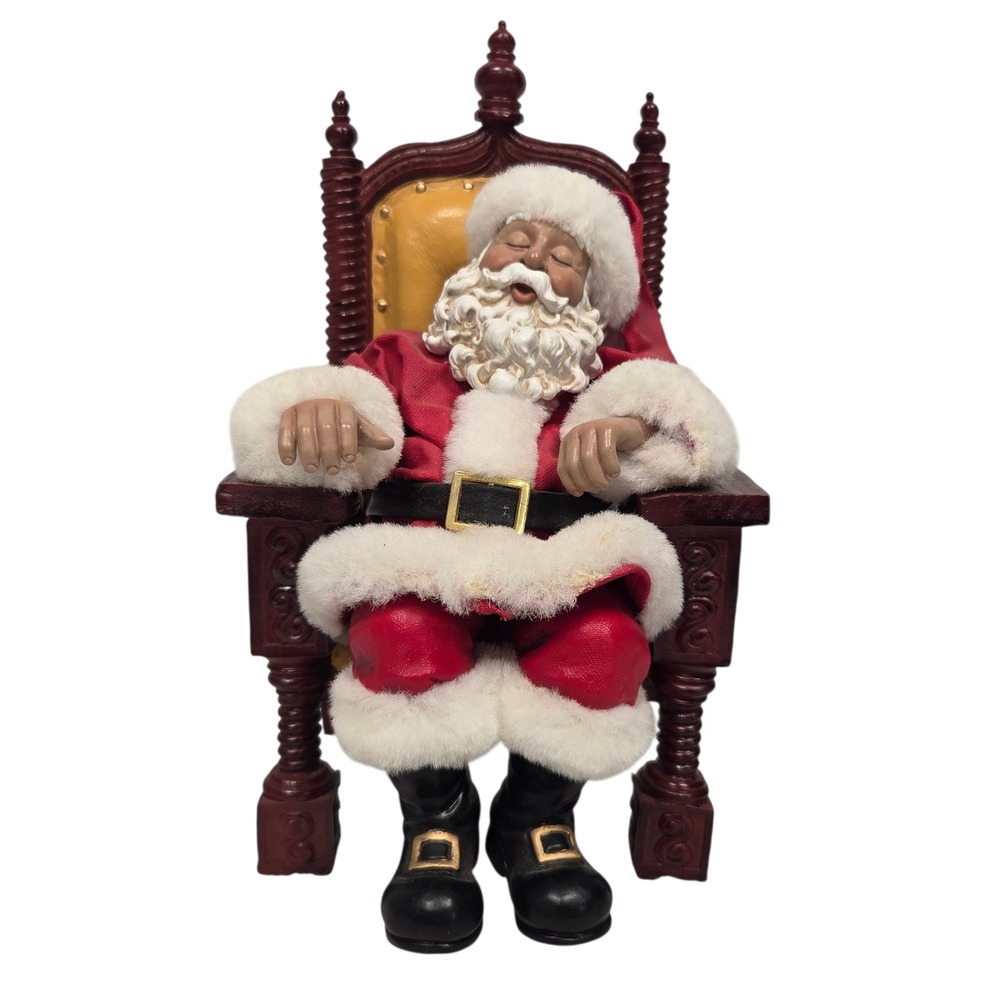 Vtg Possible Dreams Clothtique Santa Figurine Black 10.5" Sleeping Throne 2002
